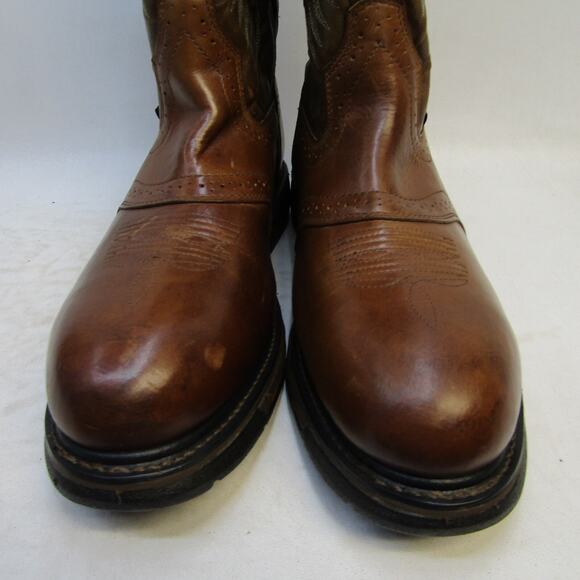 EUC Ariat Mens Sz 14 D Brown Leather Stockman Composite Toe Cowboy Western Boots main image 5